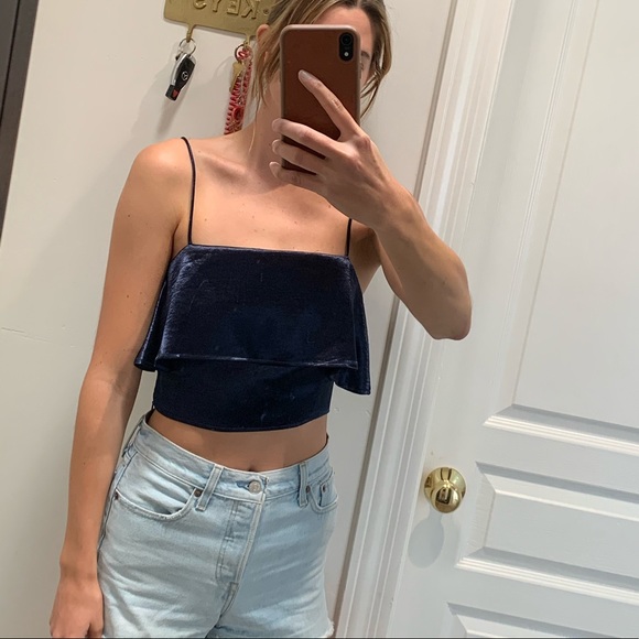 Blue silk crop top - Picture 2 of 5